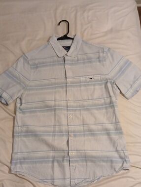 Vineyard Vines Pale Blue Striped Short-Sleeve Button-Down Shirt